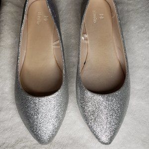 David's Bridal Allover Glitter Pointed Toe Flats